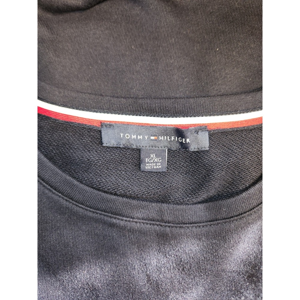 Tommy Hilfiger Women's Navy Sweatshirt With Plaid Sleeves  Size Xl - Picture 6 of 6